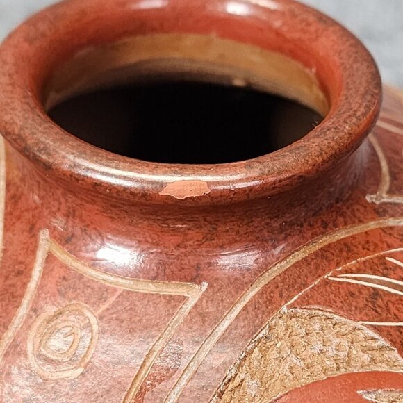 Costa Rica Toucan Hummingbird butterfly Ceramic Vase Folk Art Pottery - Picture 13 of 15